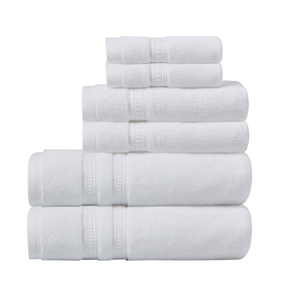 Pure Living Washcloth + Hand + Bath Towel Set of 6Pc White New