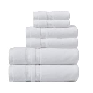 Plume 6-Piece White Cotton Bath Towel Set Feather Touch Antimicrobial 100%