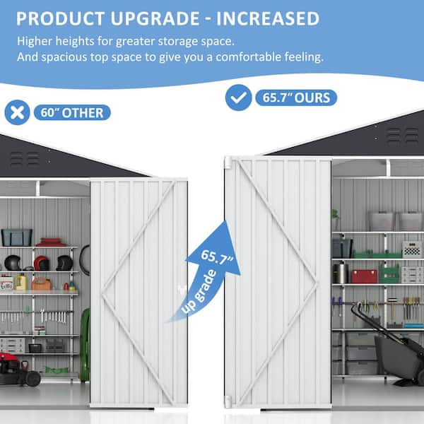 VIWAT 8 ft. W x 8 ft. D Metal Outdoor Storage Shed with Lockable