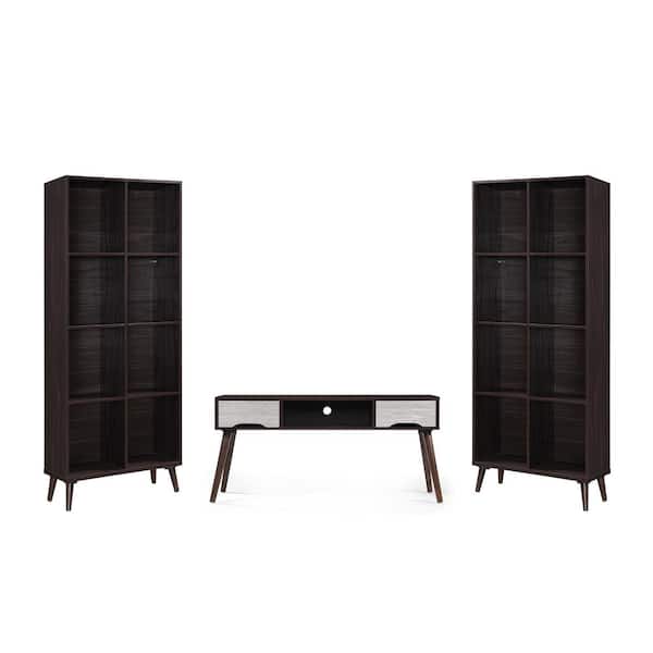 Noble House Chesline 3-Piece Grey Oak and Walnut Entertainment Center Fits TVs Up to 49 in.