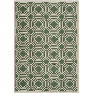 Courtyard Dark Green/Beige 7 ft. x 10 ft. Border Indoor/Outdoor Patio  Area Rug