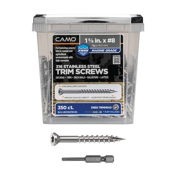 1-5/8 in. #8 316 Stainless Steel Premium Star Drive Trim Screws (350-Count)