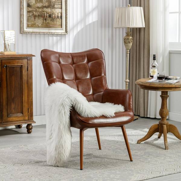 Uixe Vintage Reddish Brown PU leather upholstered armchair Uixe Vintage Reddish Brown PU leather upholstered armchair
