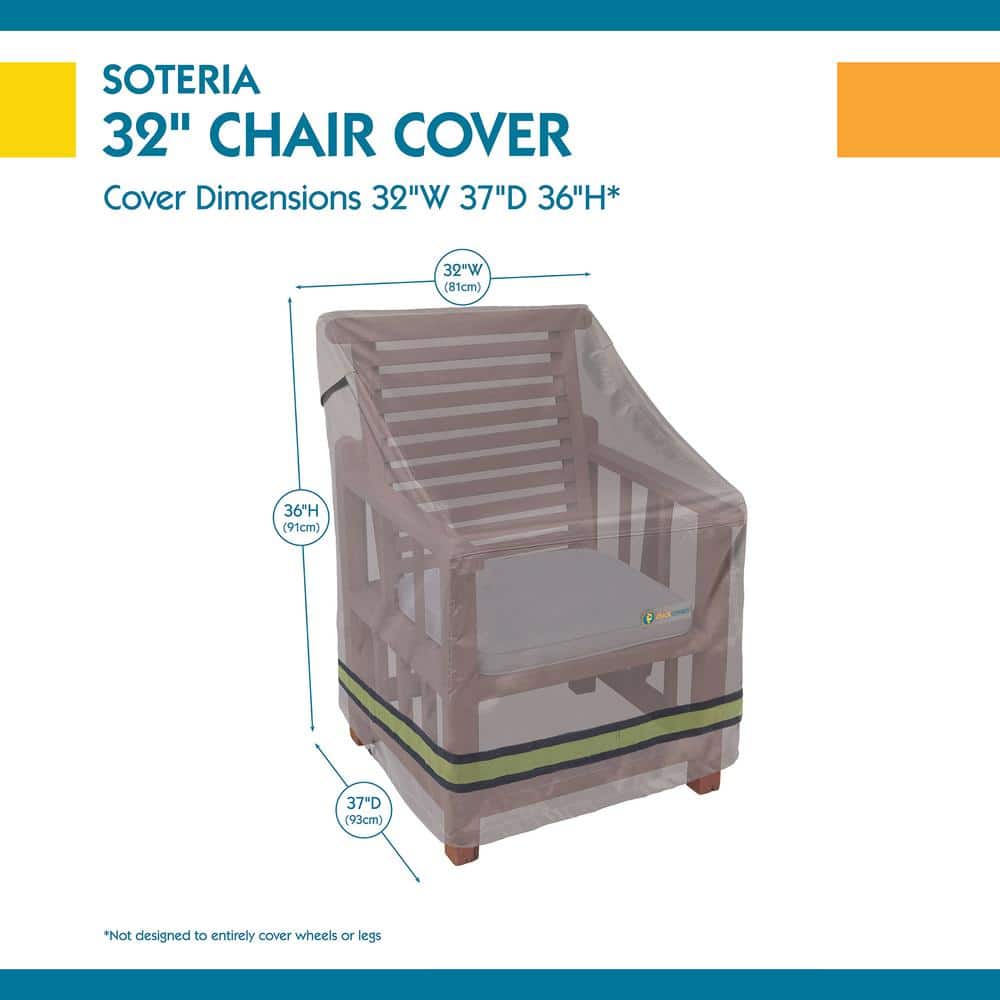Soteria Gray Waterproof 32 Inch Patio Chair Cover with Snaps