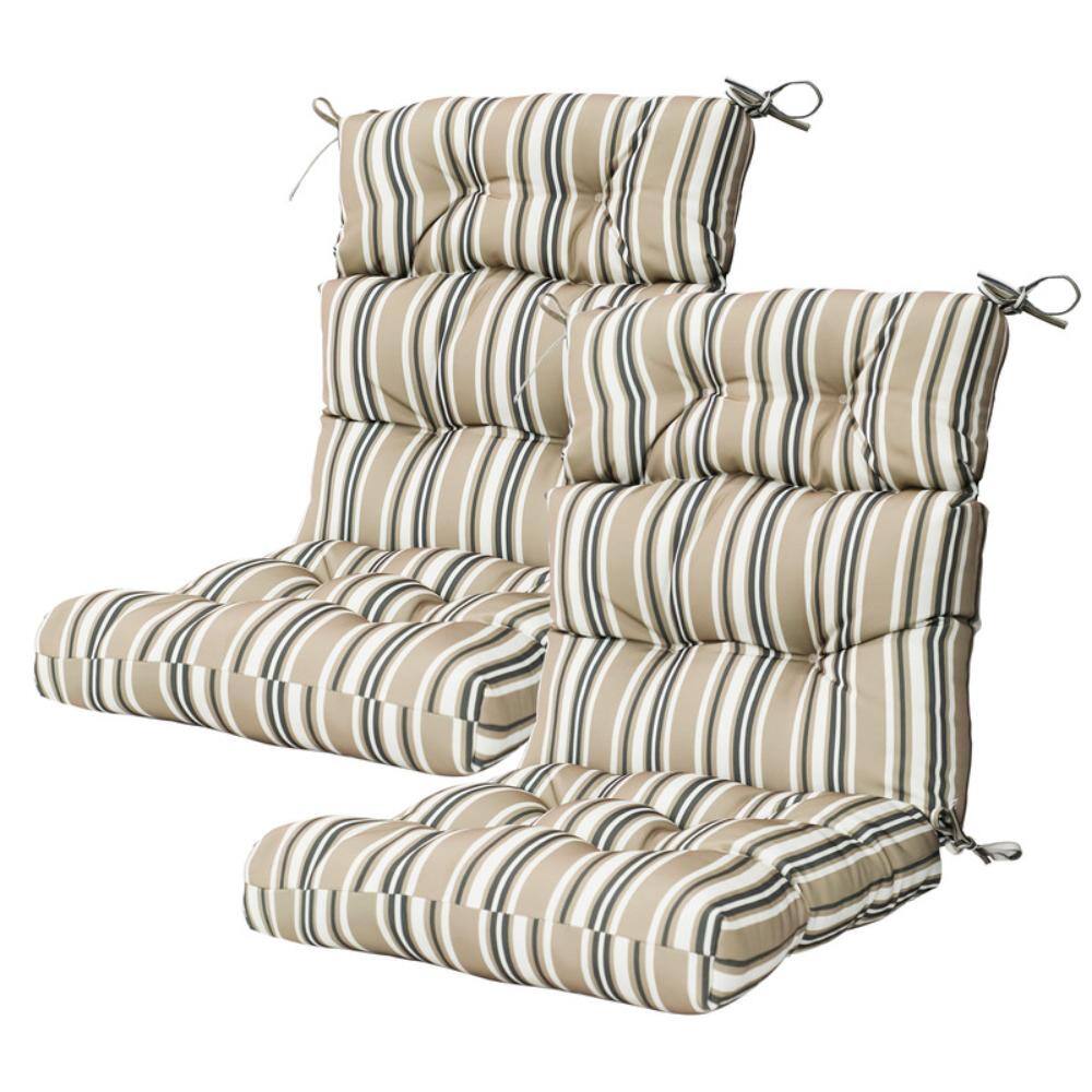 46 in. x 22 in. High Back Universal Outdoor Cushion, with Secure Ties for Patio, Deck & Garden in Beige Stripes price history on PriceWatchPro