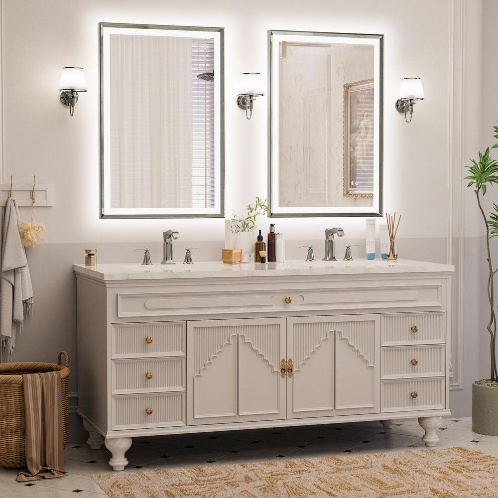24 in. W x 36 in. H Dimmable LED Anti-Fog Modern Aluminum Bathroom Vanity Mirror with Memory, Brushed Nickel (2-Pieces) price history on PriceWatchPro
