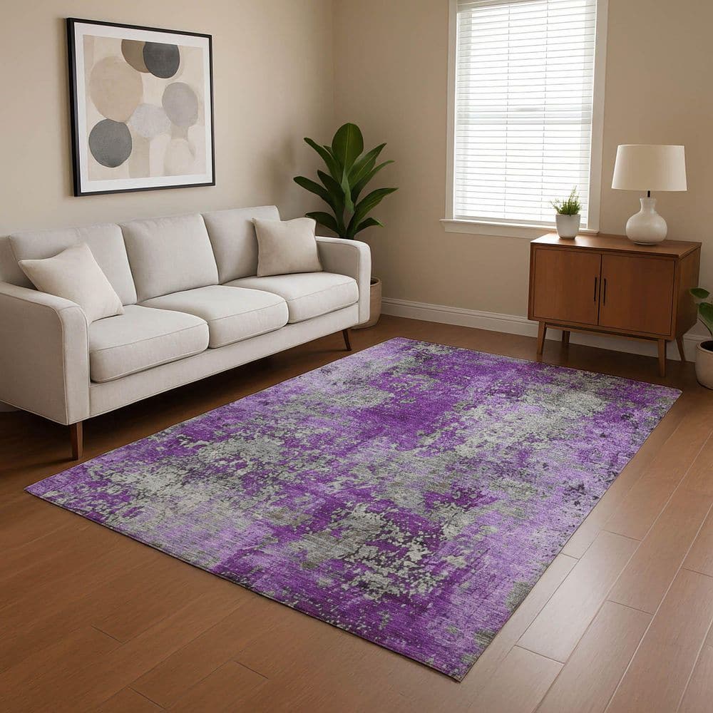 Mayfield Premium Machine Washable Abstract AMF1789 Purple 3 ft. x 4 ft. Area Rug price history on PriceWatchPro