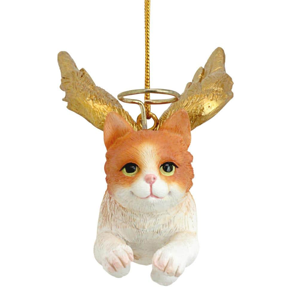 Orange Tabby Cat Angel Resin Holiday Ornament