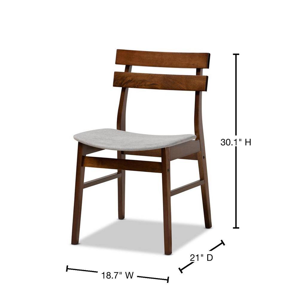 Walnut Brown and Light Grey Upholstered Dining Chair Set
