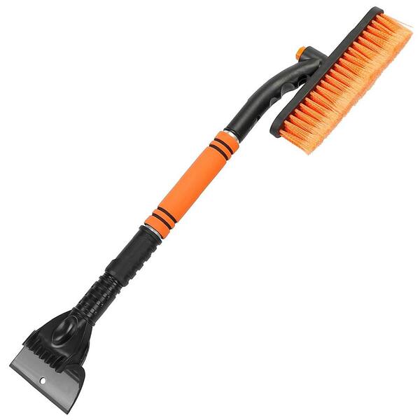 ITOPFOX 27.56 in. 3 In 1 Plastic Blade Windshield Ice Scraper Extendable Car Tool Telescoping Car Broom Snow Shovel in Orange H2SA11 2OT042 The Home Depot
