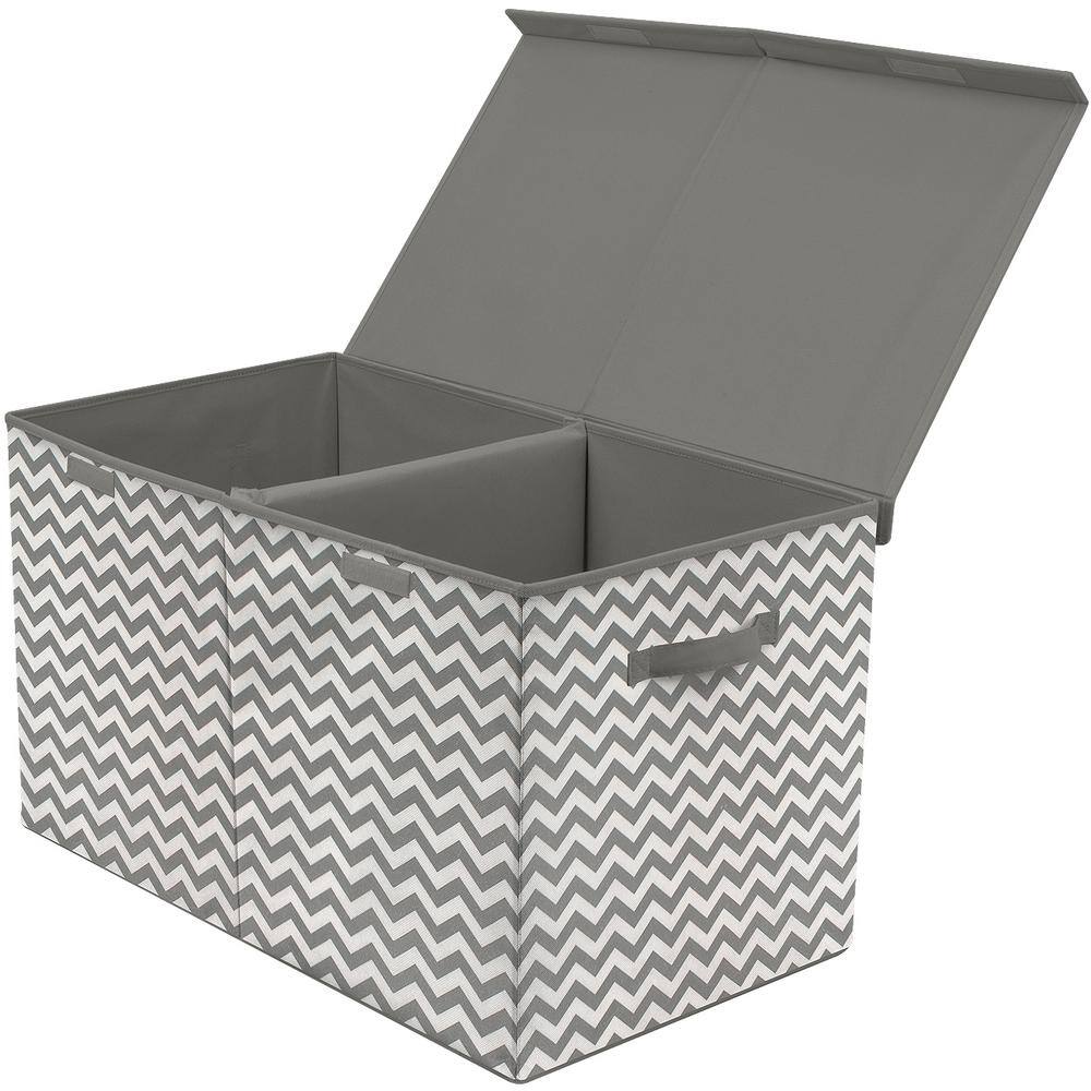 Flip-Top Lid Toy Storage Chest, Gray 27.5 in. x 16 in. Toy Bag, Large Colla