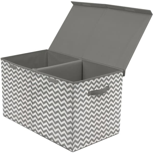 Sorbus Flip-Top Lid Toy Storage Chest, Gray 27.5 in. x 16 in. Toy Bag, Large Collapsible Storage for Nursery