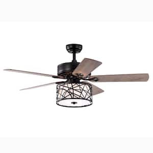 52 in. Smart Indoor/Outdoor 3-Speeds Low Profile Matte Black Ceiling Fan with Light and Remote Control