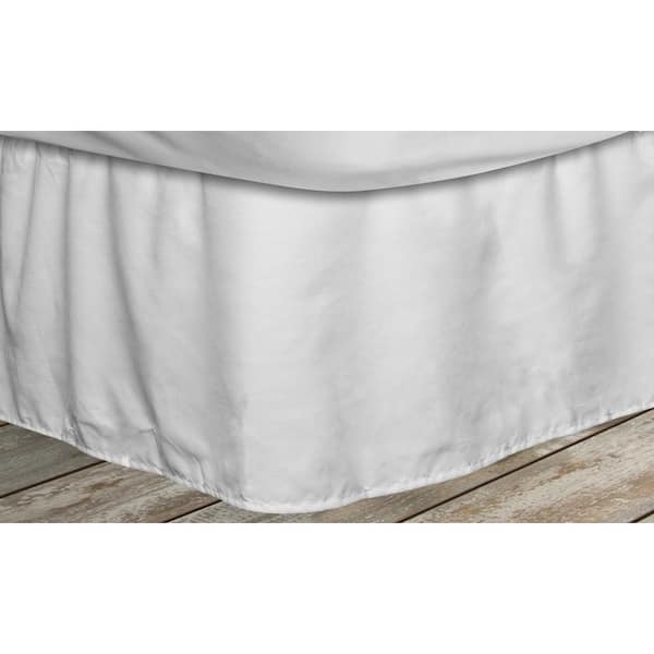 QuickFit Frita 15 in. White Striped Queen Bed Skirt