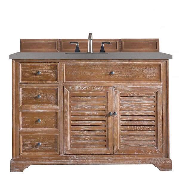 James Martin Vanities Savannah 48 in.W x 23.5 in.D x 34.3 in. H Single Vanity in Driftwood with Quartz Top in Grey Expo