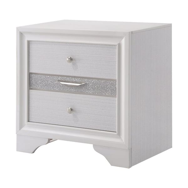 Acme Furniture Naima 2-Drawer White Nightstand 26 in. x 26 in. x 17 in.