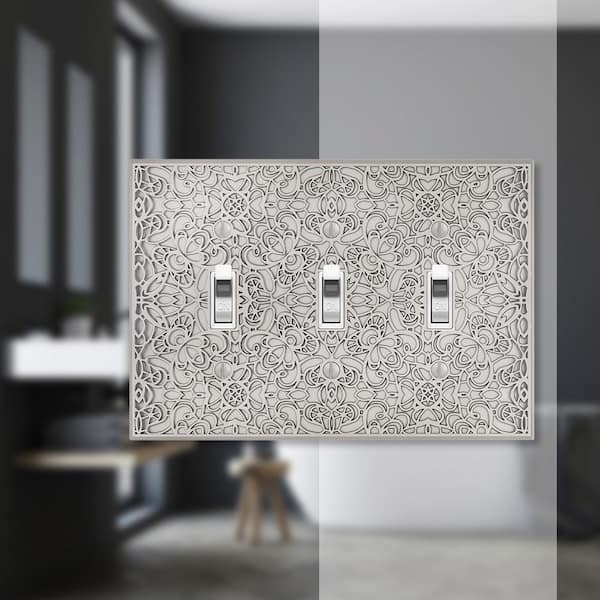 Momfort 3 Gang Toggle Metal Wall Plate - Satin Nickel