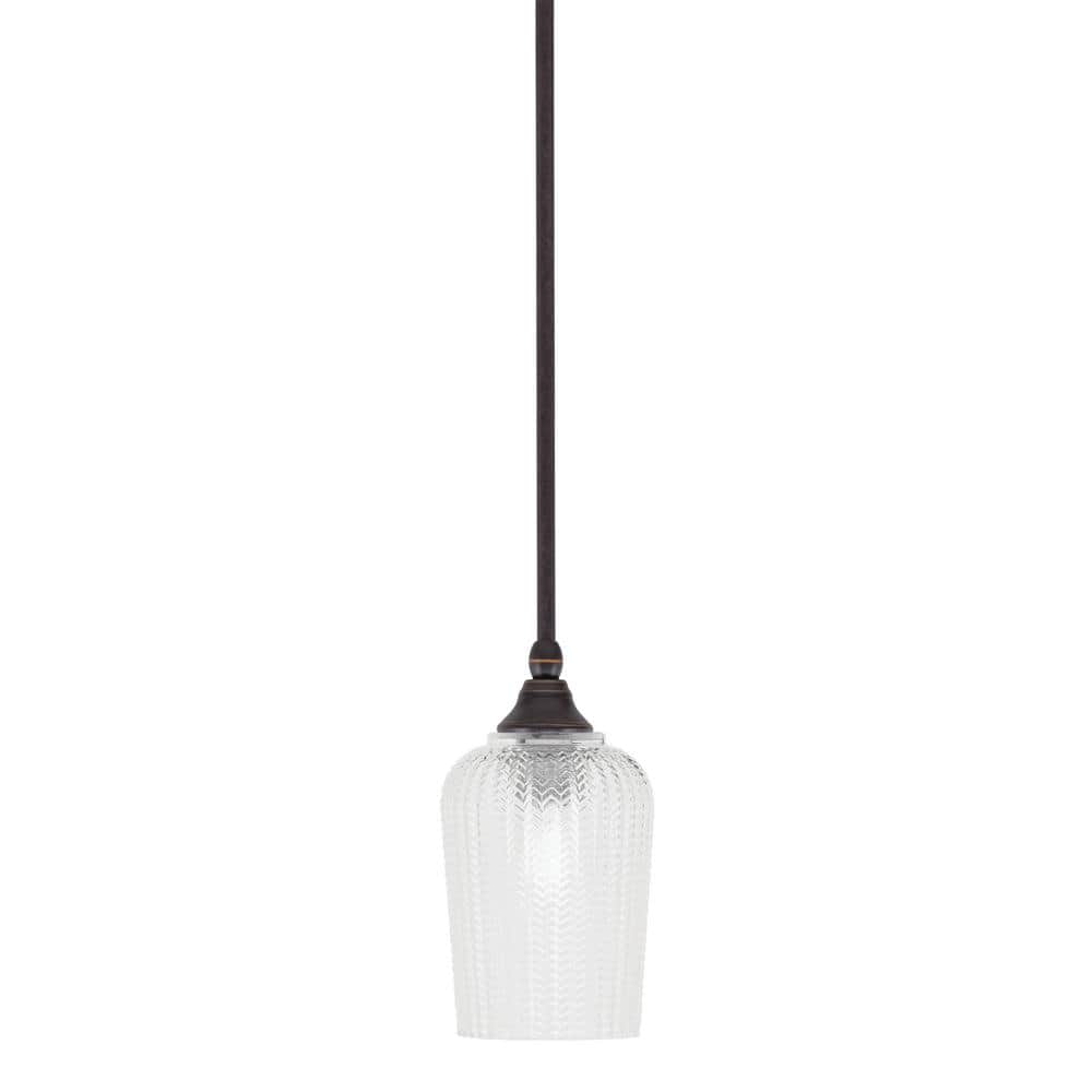 Sparta 100-Watt 1-Light Dark Granite Shaded Pendant Light with Clear Glass,