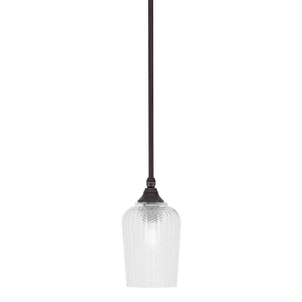 Unbranded Sparta 100-Watt 1-Light Dark Granite Shaded Pendant Light with Clear Glass, No Bulb Included