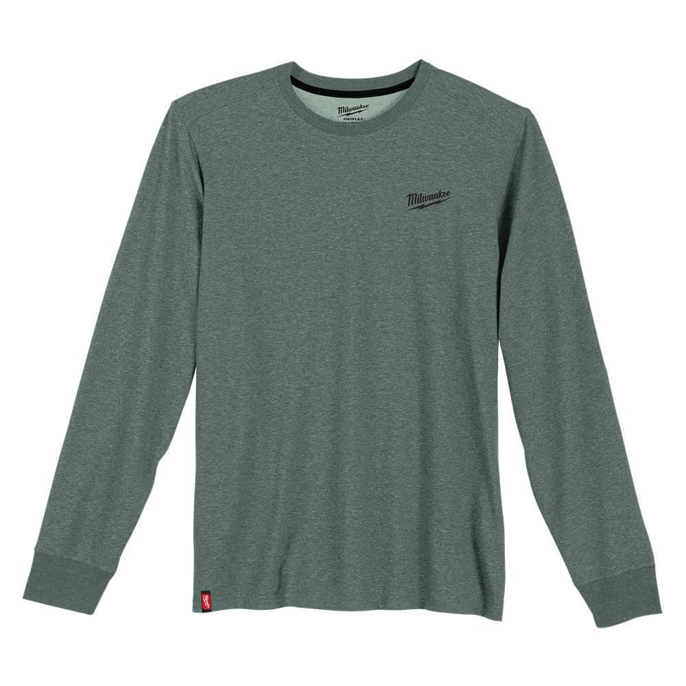 Men's Large Dark Green Cotton/Polyester Long Sleeve Hybrid Work T-Shirt price history on PriceWatchPro