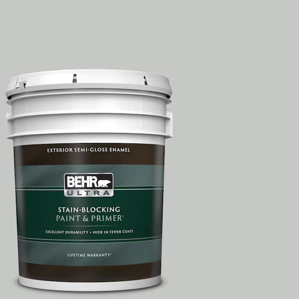 BEHR ULTRA 5 gal. #BNC-07 Frosted Silver Semi-Gloss Enamel Exterior Paint & Primer