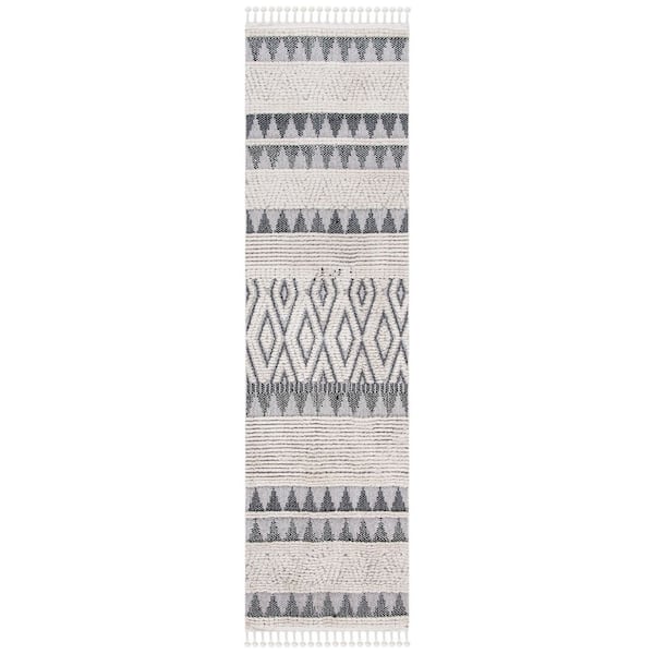 Marrakesh 2 ft. x 10 ft. Ivory/Blue Tribal Runner Rug