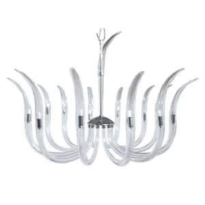 Cisne 14-Light Polished Nickel Oval Chandelier with Clear Czech Crystal Shades
