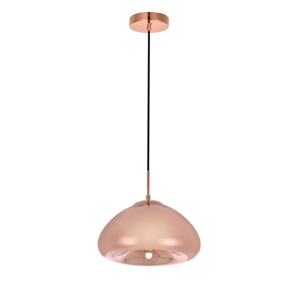 Timeless Home 11 in. 1-Light Copper Pendant Light, Bulbs Not Included