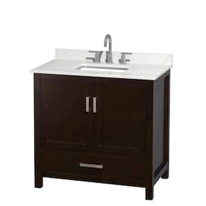 Sheffield 36 in. W. x 22 in. D x 35 in. H Single Bath Vanity in Espresso with Giotto Quartz Top