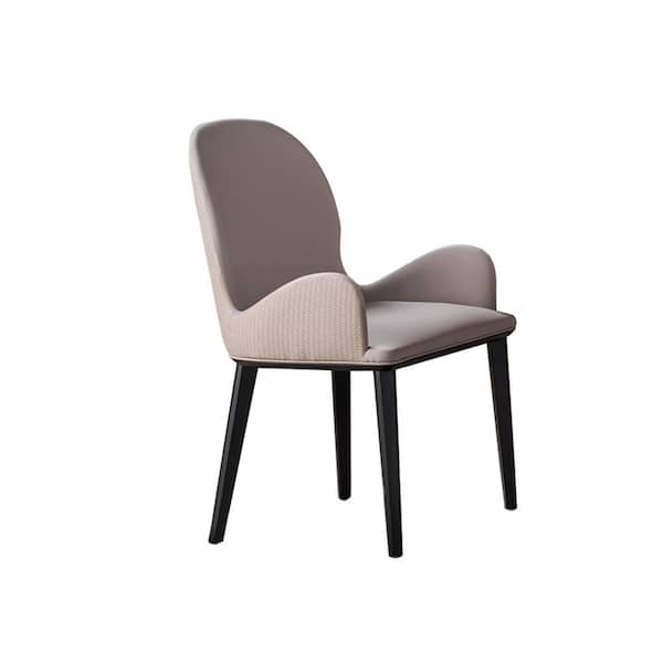 Benjara Beige and Black Faux Leather Wooden Frame Dining Chair (Set of 2)