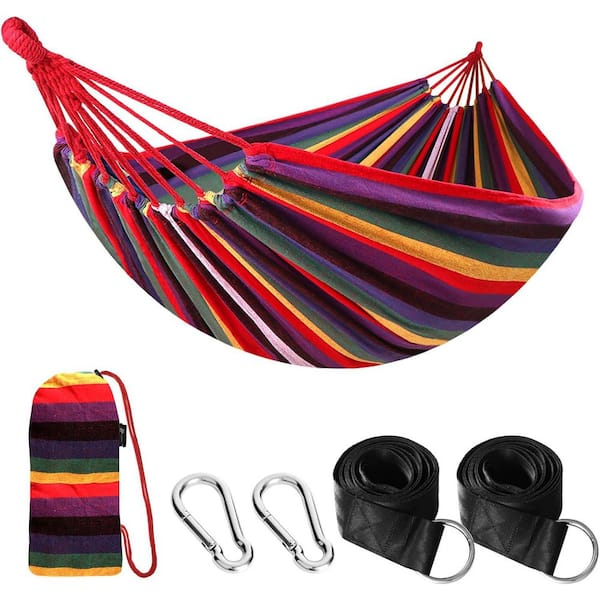 Cubilan 12 ft. Portable Camping Hammocks for Hanging Sturdy Hammock with Tree Straps Up to 660 lbs. in Rainbow