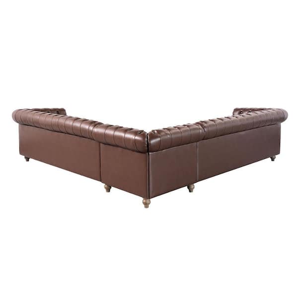 Nestfair 104 in. Mirod Comfy Large PU Leather Sectional Sofa with
