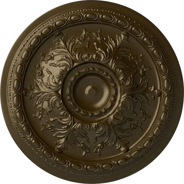 Ekena Millwork 28" x 2-3/4" Stockport Urethane Ceiling Medallion (Fits Canopies up to 6-1/4"), Brass