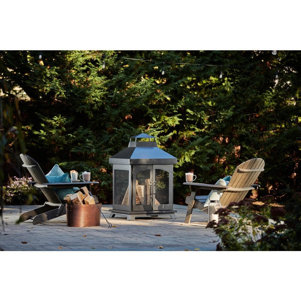 Black Steel 45" Wood Burning Outdoor Chimenea