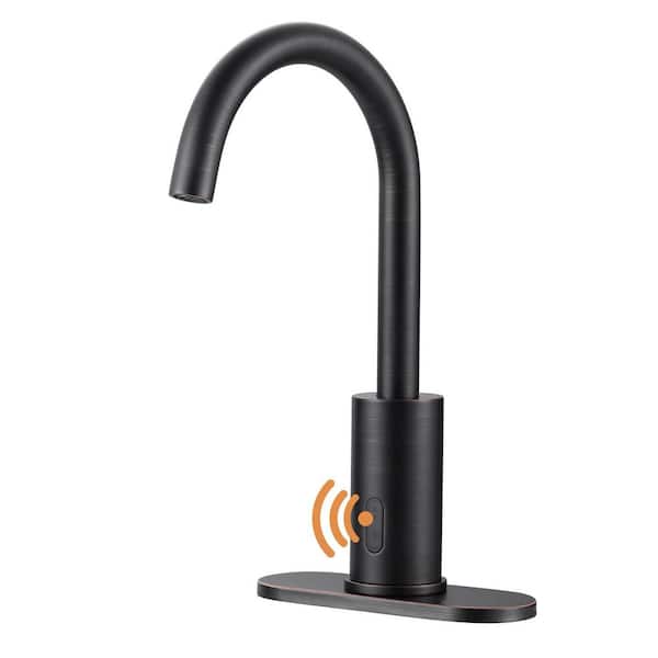 VEVETTA Sensor Touchless Single Hole Bathroom Sink Faucet with Deckplate Included in Oil Rubbed Bronze