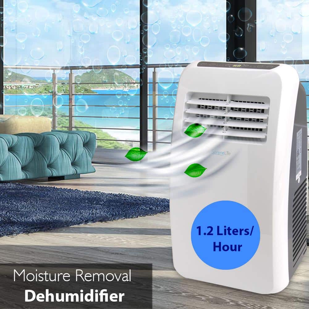 SereneLife 8,000 BTU White and Black Portable Air Conditioner with Remote