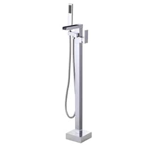 Single Handle Free Standing Bathtub Faucet with Hand Shower in Chrome
