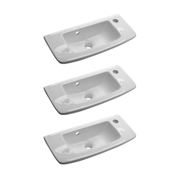 RENOVATORS SUPPLY MANUFACTURING Edgewood Small Wall Mount Bathroom Sink 20 in. White Ceramic Rectangular Sink with Overflow (Set of 3)