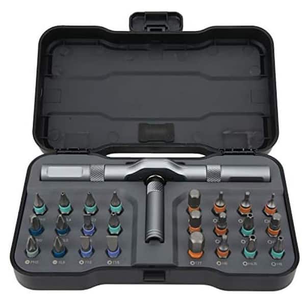 Precision Ratcheting Screwdriver Set 3.6 in. Shank 24 Bit Multipurpose Manual Repair Tool Kit Portable (24-Piece)