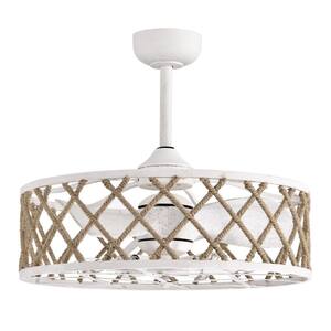 Shaunda 25 in. 6-Light Indoor Weathered White and Beige Rattan Ceiling Fan with Light Kit