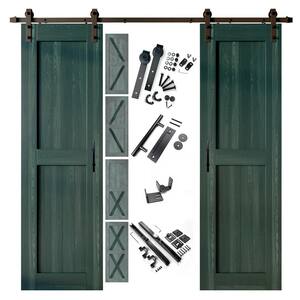 24 in. x 80 in. 5-in-1 Design Royal Pine Double Pine Wood Interior Sliding Barn Door with Hardware Kit, Non-Bypass