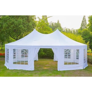 26 ft. x 19 ft. White Party Tent Gazebo Pavilion, Adjustable Removable Sidewalls Shelter for Wedding, Garden