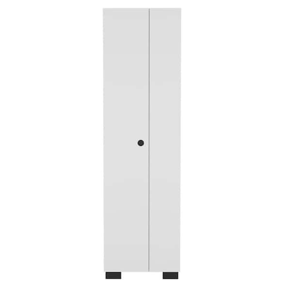15.40 in. W x 20.20 in. D x 71.30 in. H White Particle Board Freestanding Linen Cabinet with Shelves in White