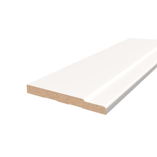 9/16 in. D x 5-1/4 in. W x 96 in. L Primed MDF Baseboard Moulding