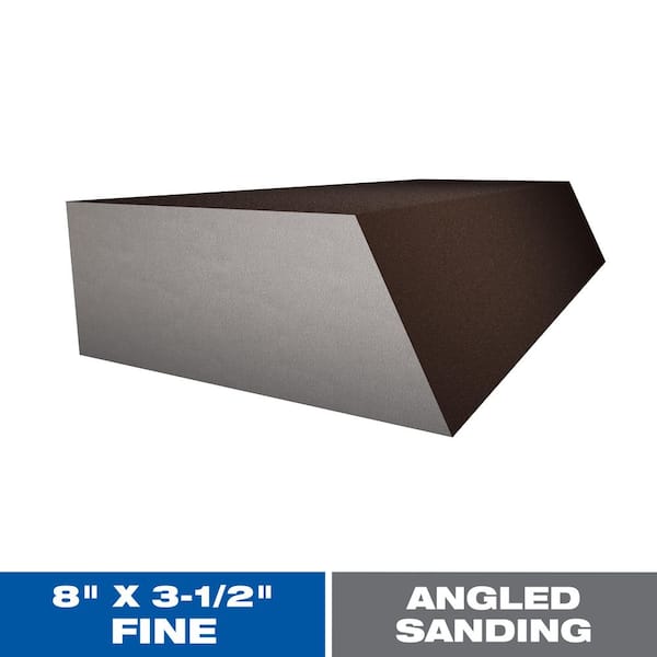 8 in. x 3-1/2 in. x 1 in. Fine 100 Grit Large Angled Sanding Sponge