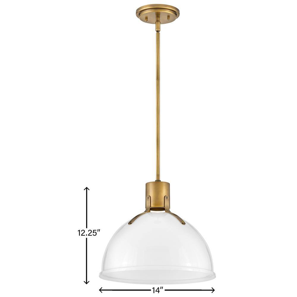 Heritage Brass and Opal Glass LED Pendant Light