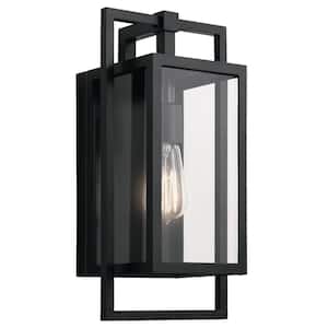 Goson 16 in. 1-Light Black Outdoor Hardwired Wall Lantern Sconce with No Bulbs Included (1-Pack)