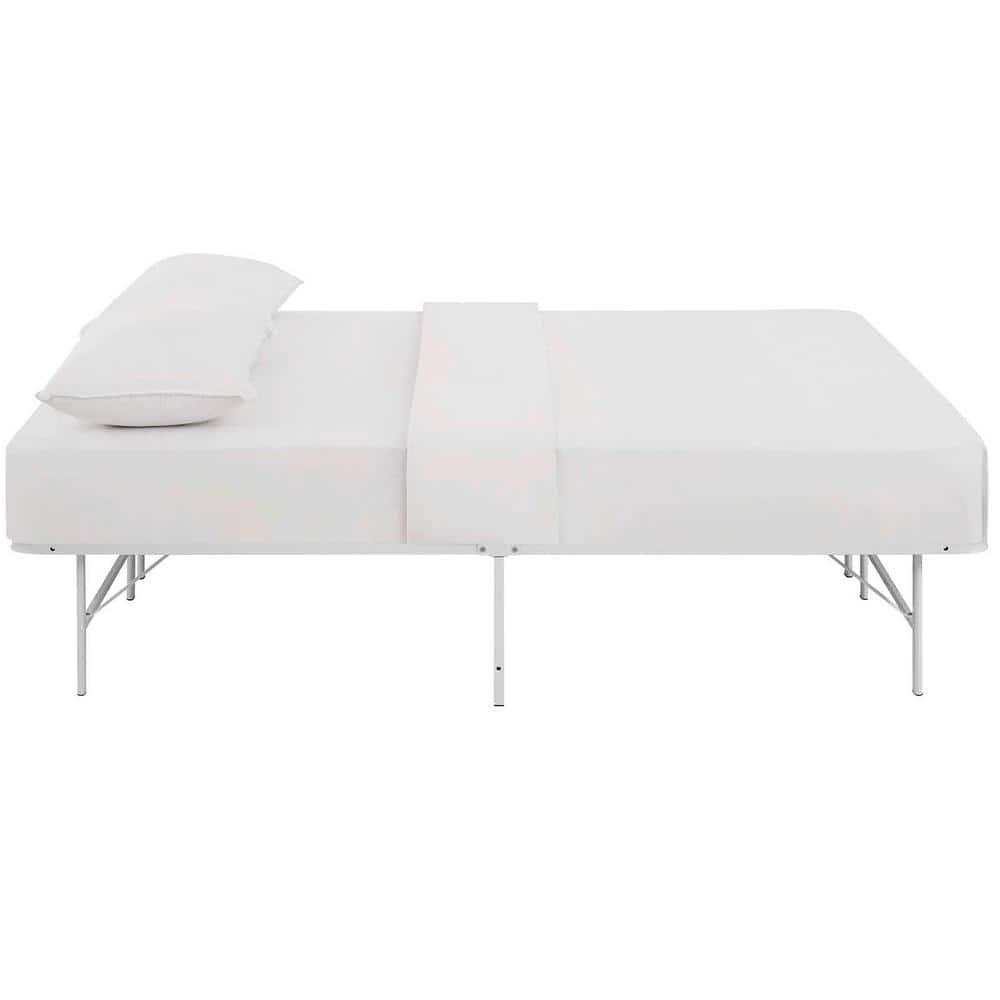 Horizon Full White Stainless Steel Bed Frame with Slats
