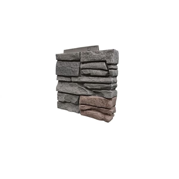 GenStone Stacked Stone Coffee 12 in. x 1.375 in. x 12 in. Faux Stone Siding Right Corner Panel