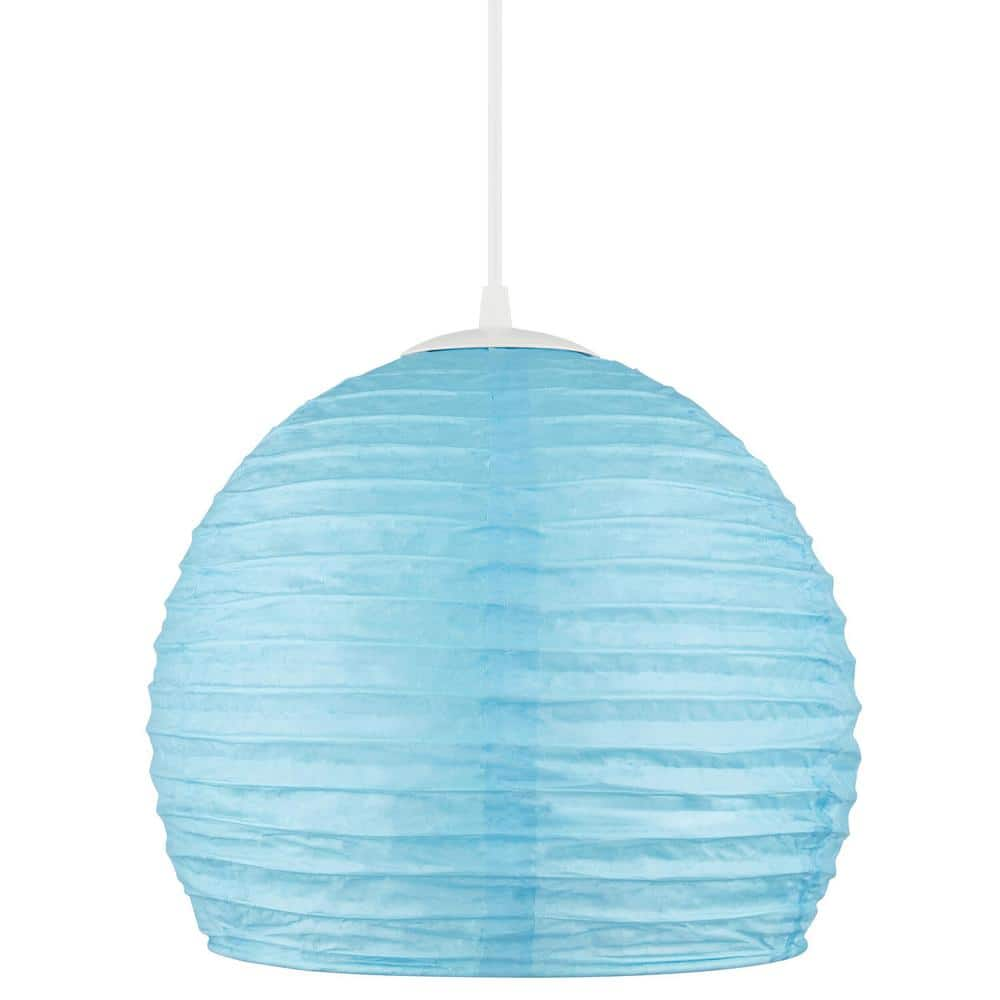 Elmore 1-Light Blue Pendant Light with Paper Shade -  Hampton Bay, HDP98955BLU